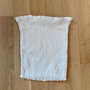 Love Tree White Smocked Tube Crop Top